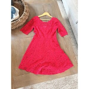 Claudie Pierlot Lace Fit and Flare Dress Womens Red Size 40 US 8